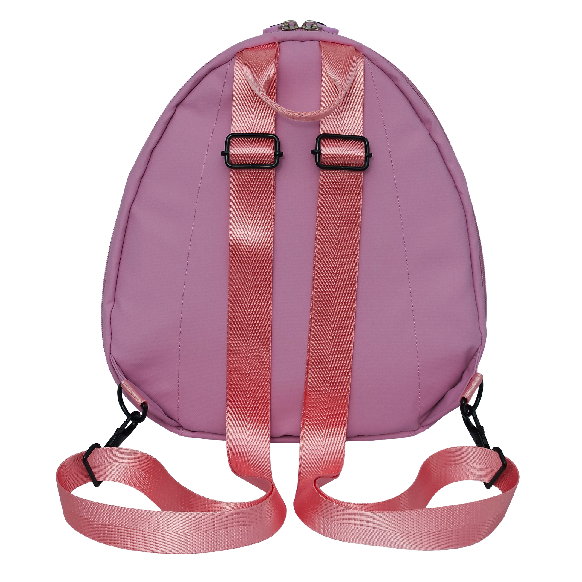 Ldb Ledback Buddy Smart LED Backpack in Raspberry Sorbet Pink shown from the back isolated on a transparent background.