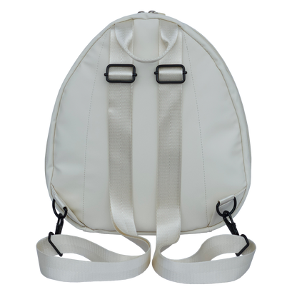 Ldb Ledback Buddy Smart LED Backpack in Whipped Cream White shown from the back isolated on a transparent background.
