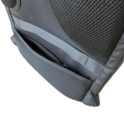 Padded and meshed hidden pocket on the back of a Black Ldb Ledback HD Smart LED Laptop Backpack.
